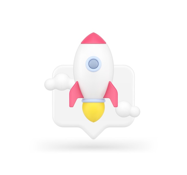 business startup launching rocket quick tips start targeting marketing solution 3d icon vector
