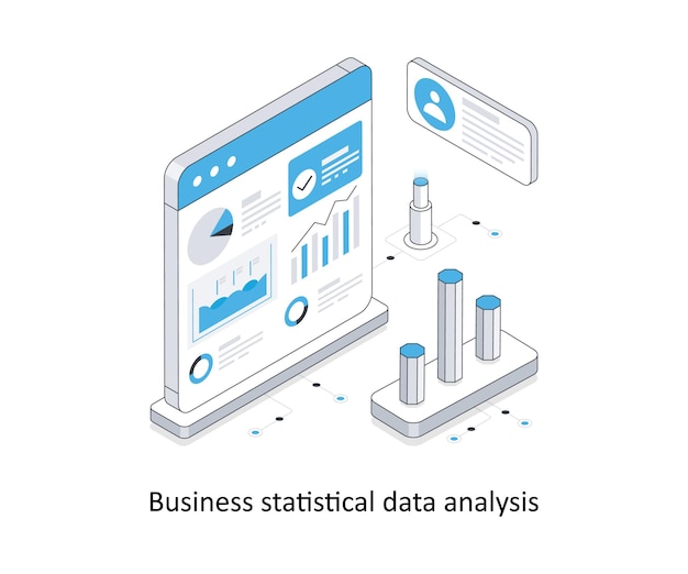Business statistical data analysis isometric stock illustration EPS File stock illustration