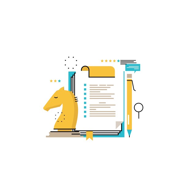 business strategy, evaluation, assessment flat vector illustration design. business management and consulting design for mobile and web graphics 