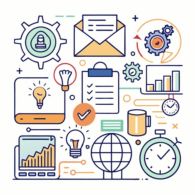 Business success concept with line icons