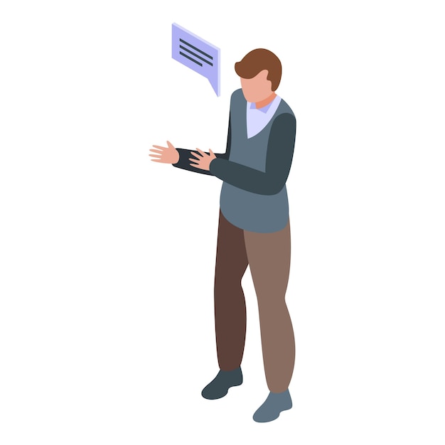 Business talk icon isometric vector Mobile man face