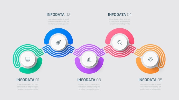 Business Timeline Infographic with Line Circle Label Icon and 5 Options for Presentation