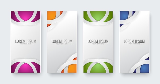 Business vertical banner set in line style