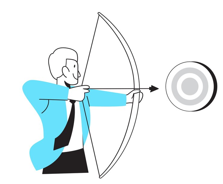 Vektor businessman aiming at the target with bow and arrow vector illustration