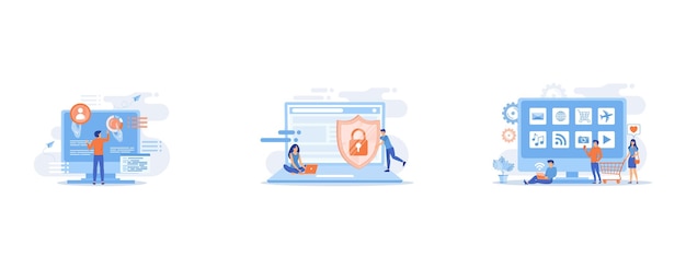 Businessman and computer recognising and interpreting human gesures as commands, Tiny people busines