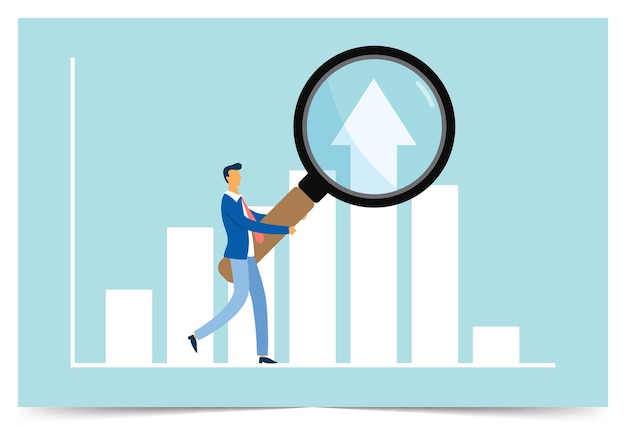 Businessman check out the most profitable charts