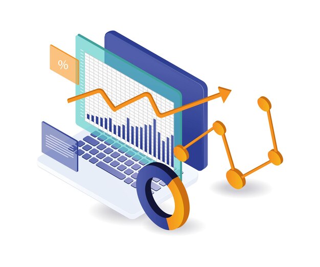 Businessman computer data analysis