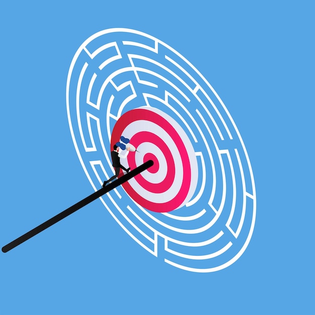 Businessman finds entrance to target in maze