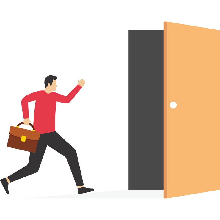 Vektör businessman go forward to the exit door vector illustration design