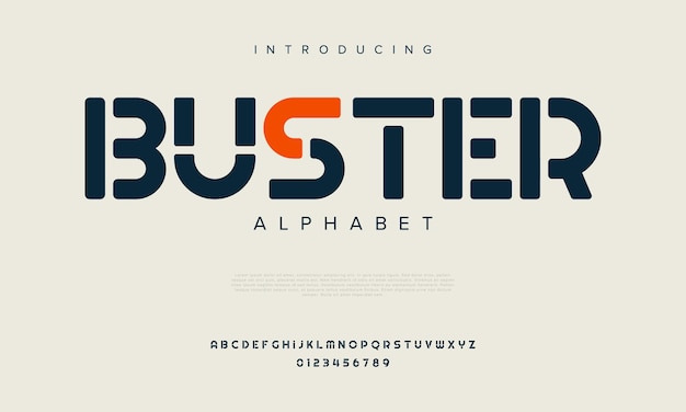 Buster abstract digital technology logo font alphabet Minimal modern urban fonts for logo brand