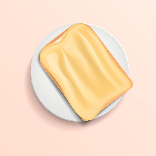 butter bread on plate concept background realistic illustration of butter bread on plate vector concept background for web design
