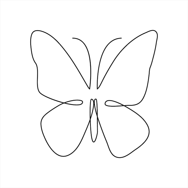 butterfly continuous single line art outline vector illustration and minimalist simple drawing