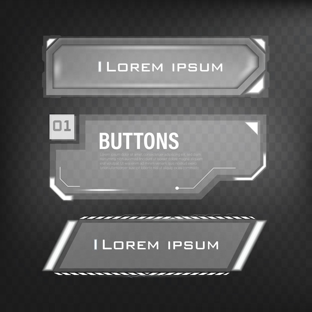 button collection scifi style set color blue 17