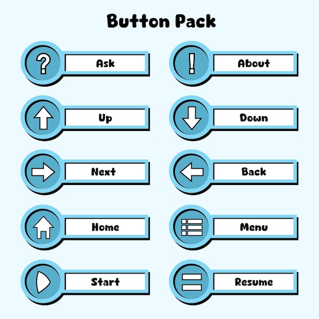 button pack for ui design and game development eps