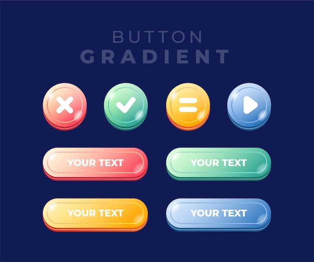 button set for ui design gradient color
