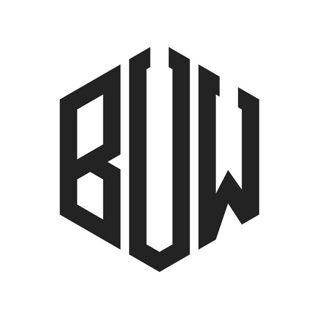 BUW Logo Design Initial Letter BUW Monogram Logo using Hexagon shape