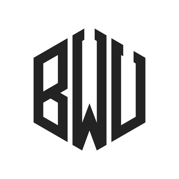 BWU Logo Design Initial Letter BWU Monogram Logo using Hexagon shape