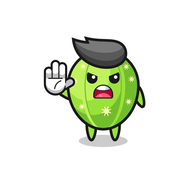 Cactus character doing stop gesture