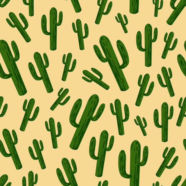 cactuses pattern on yellow background