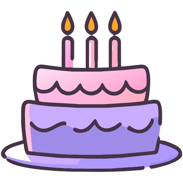 cake birthday icon doodle offset fill
