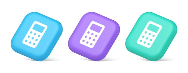 calculator button mathematical number counting web application design 3d realistic icons