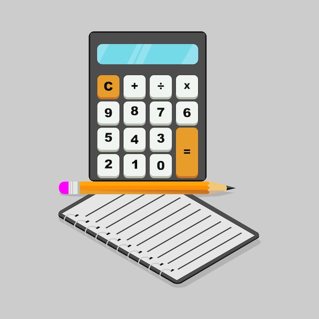 calculator pencil and notepad
