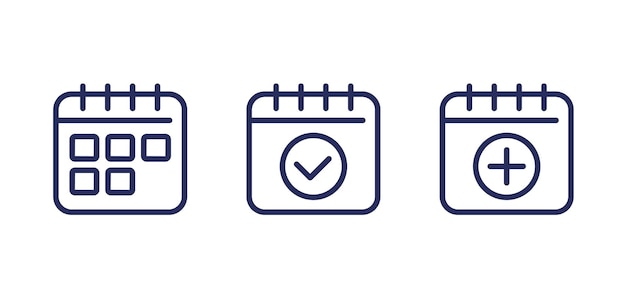 calendar and schedule icons line vector