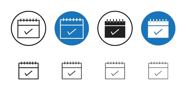 Calendar check icon Thin line art collection
