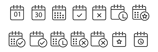 Calendar icon Calendar planner icon collection Calendar notification icon Business plan schedule
