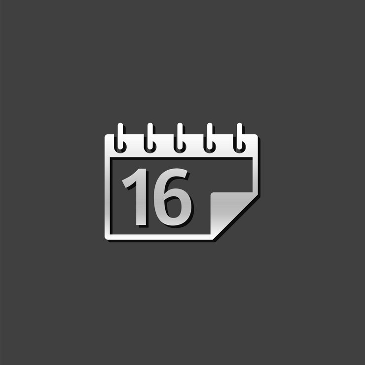 Vektör calendar icon in metallic grey color style events organizer reminder