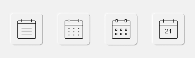 Calendar icon set Calendar line icon Planner symbol Outline calendar icon set