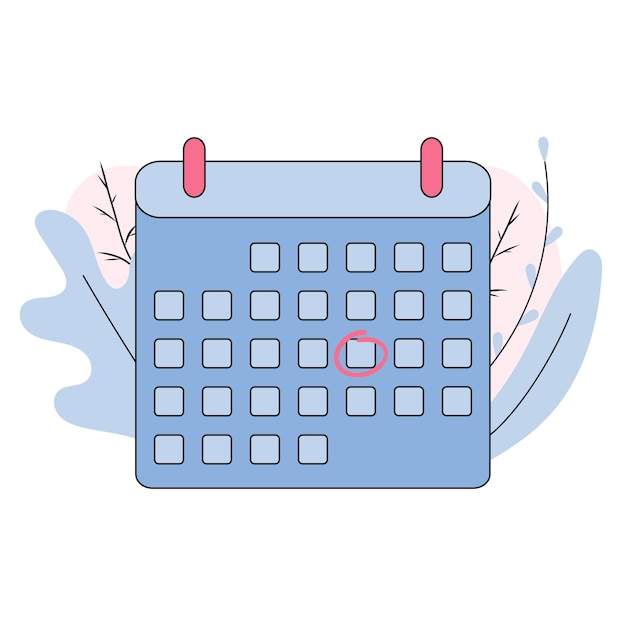 Calendar with circle flat cartoon icon. Mark the date, holiday, important day concepts. Vector