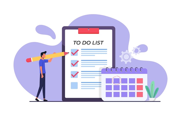 calendar with todo checklist business task concept vector illustration