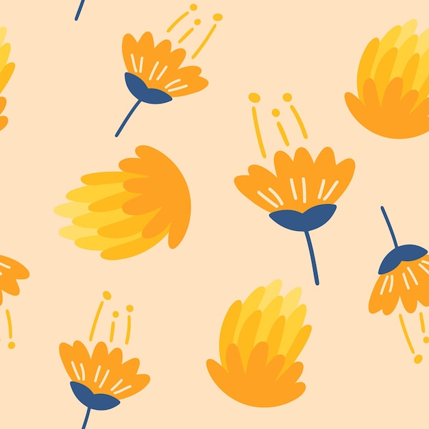 Calendula Blomster sømløst mønster Skandinavisk stil baggrund