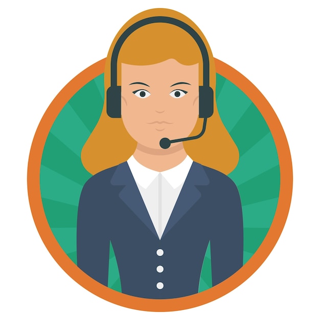 call center agent concept support technician vector round icon design professional uniform symbol