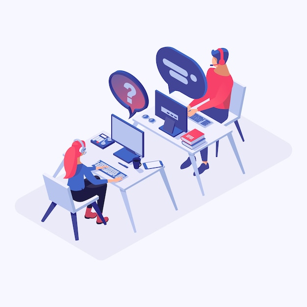 Callcenter, online support, hotline operatører, konsulentledere 3d figurer