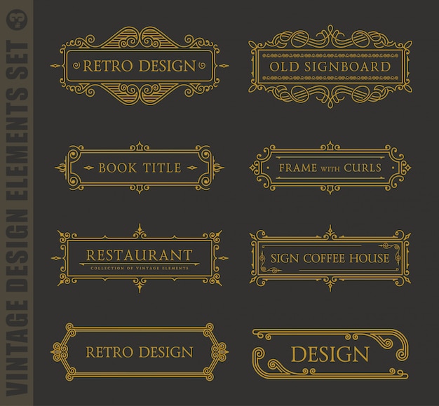 Calligraphic design elements. Vintage baroque set