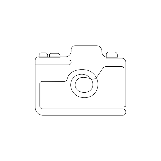 camera continuous one line art outline drawing illustration vector image hand drawn