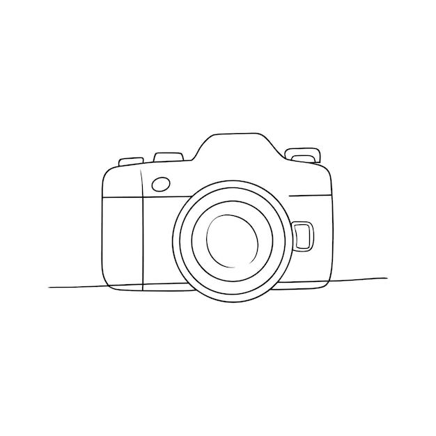 camera single line drawing vector illustration