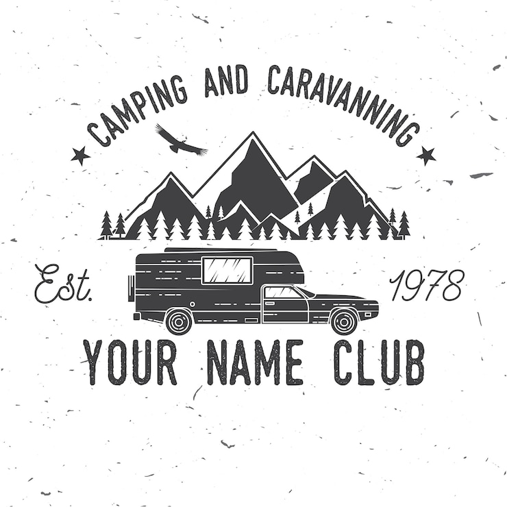 Vektör camping and caravaning club vector illustration