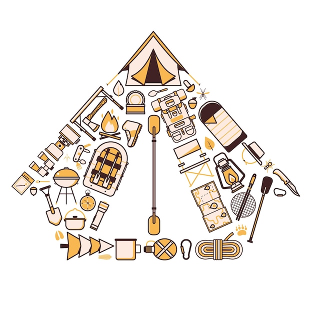 Camping and Hiking Wanderlust Icons Print