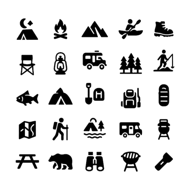 Camping and Outdoor Adventure Icons