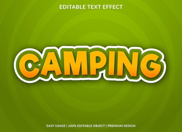 camping text effect editable template premium style