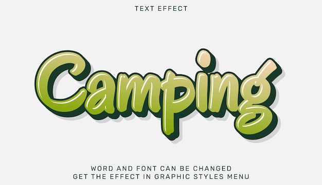 Camping text effect in 3d design