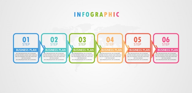 can be used for process, presentations, layout, banner,info graph there are six steps or layers.