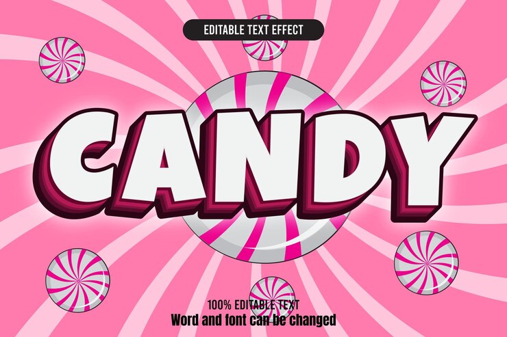 Candy editable text effect 3d emboss Cartoon
