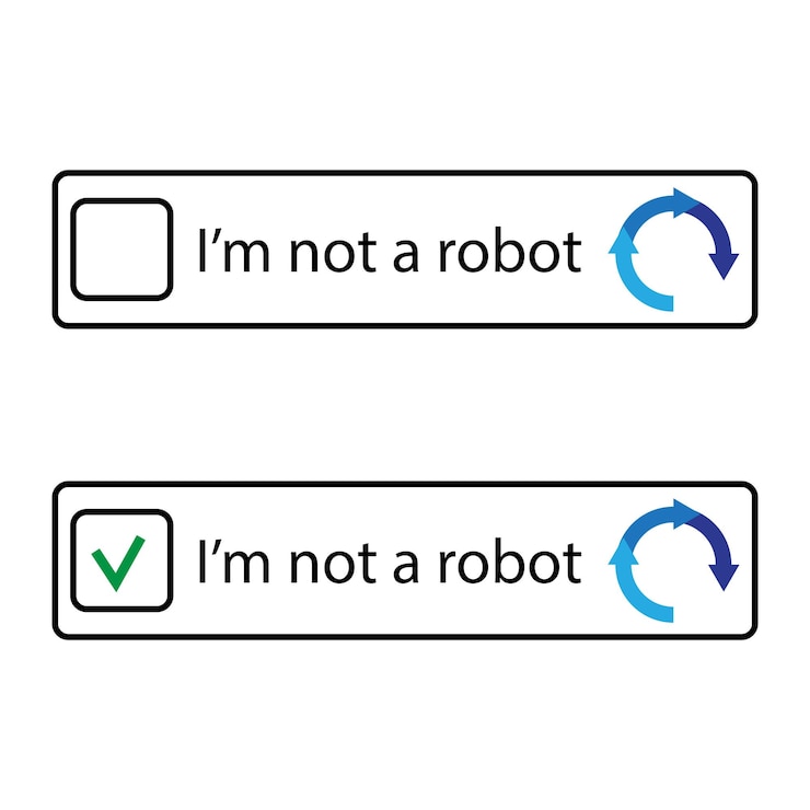 Vektör captcha verification icons checkbox with text i m not a robot message green checkmark confirmation