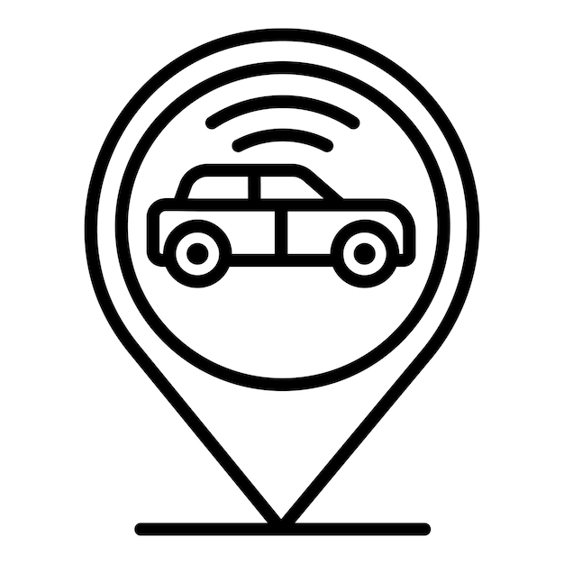 car in geo tag icon outline car in geo tag vector icon for web design isolated on white background