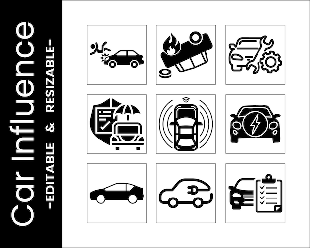 Car Influence - Editable and Resizable Icons