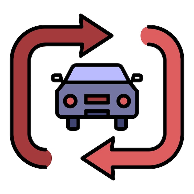 Car sharing icon Outline car sharing vector icon color flat isolated